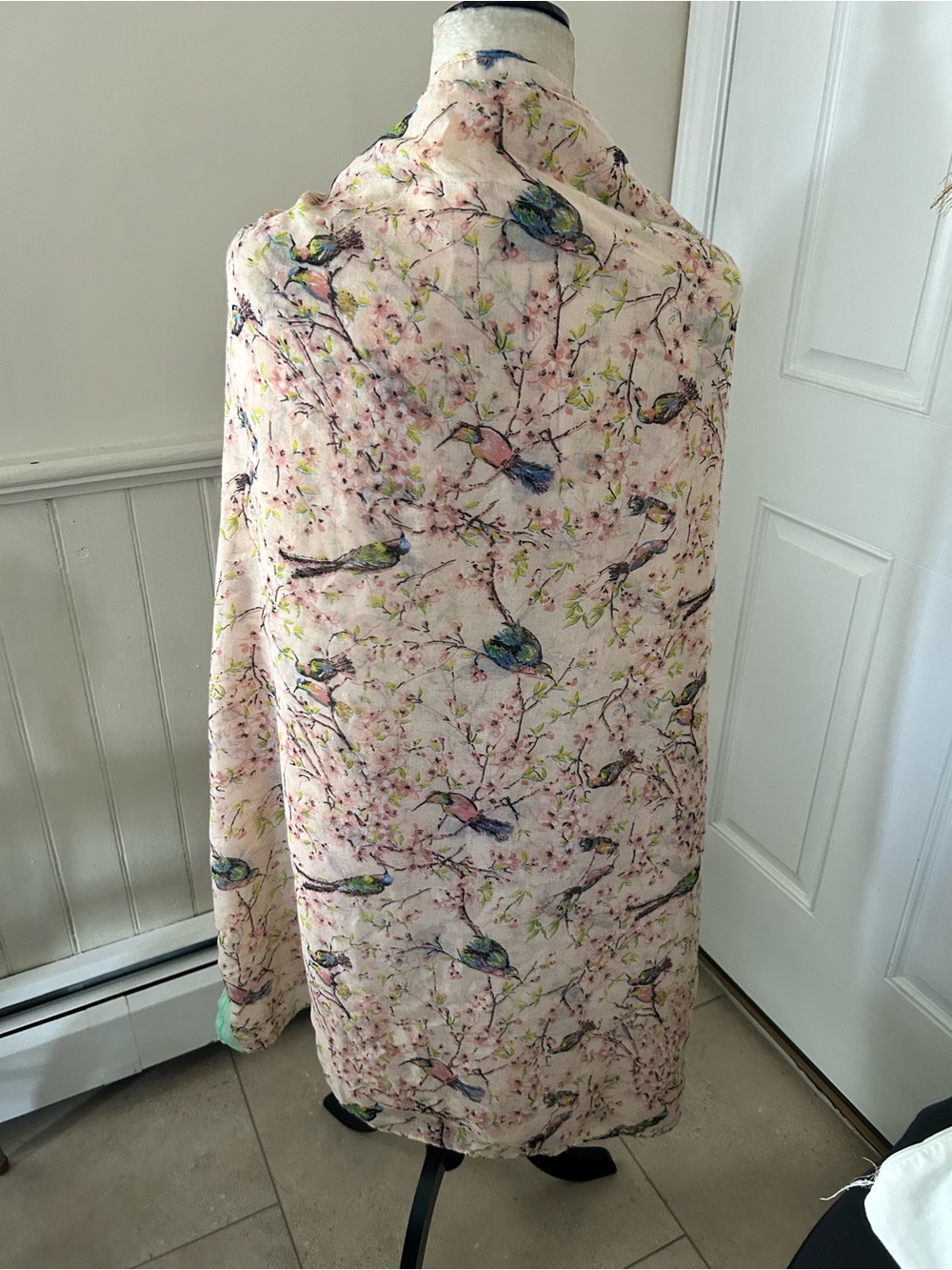 Roffe Accessories Bird And Botanical Print Oversized Infinity Scarf